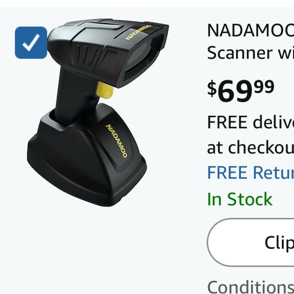 Black Wireless Barcode Scanner